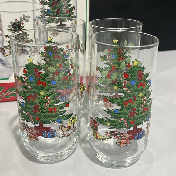 Vintage Luminarc Noel Christmas tree glasses set of 12 tumblers multi-size set - Picture 4 of 16